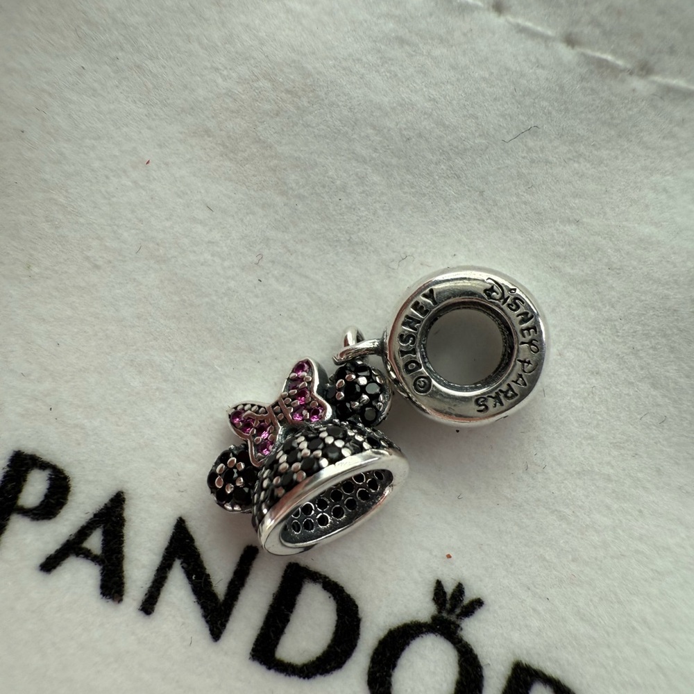 Pandora Disney Minnie Mouse Silver and Pink Charm for charm bracelet